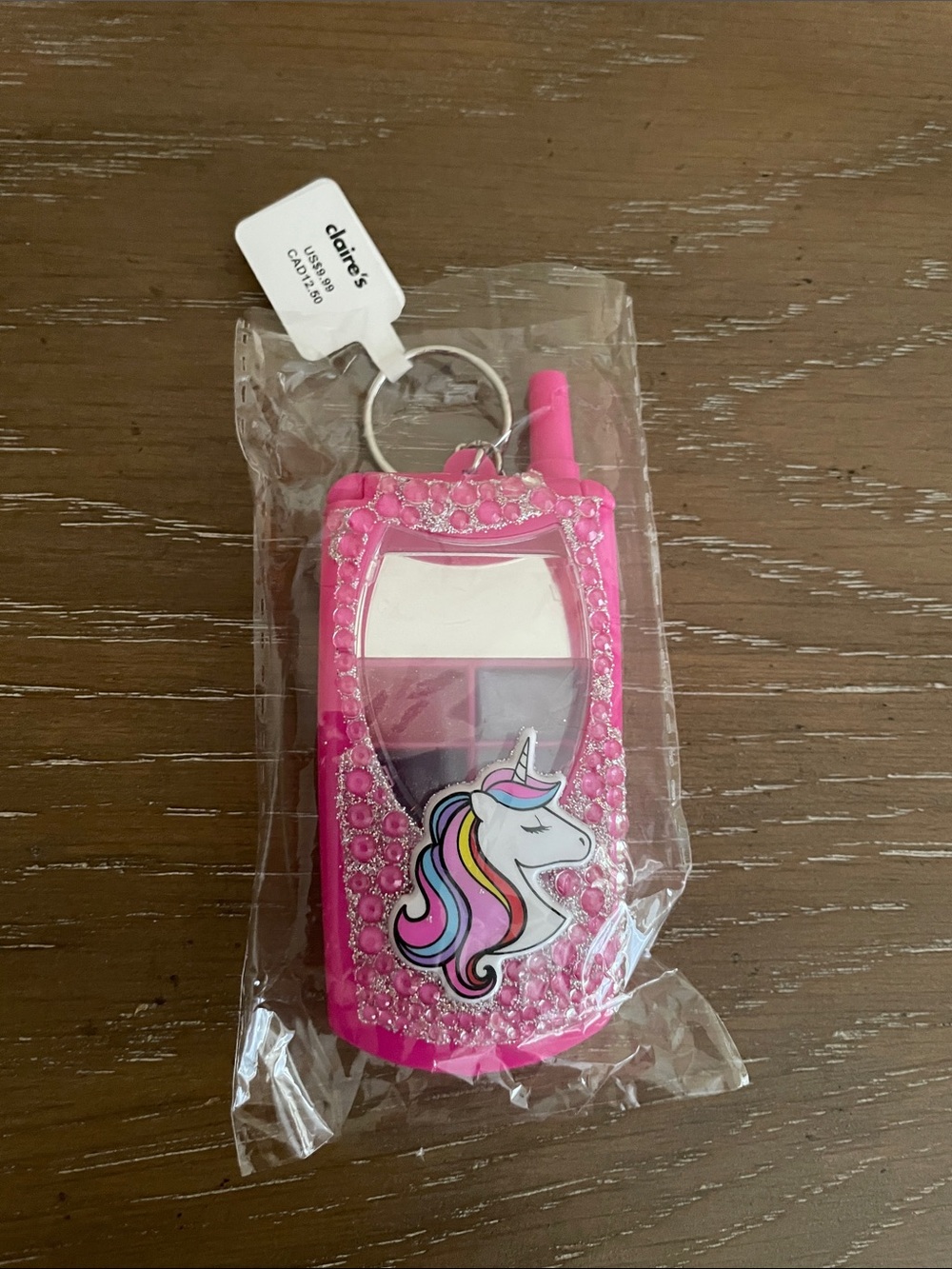 Claire's Bright Pink Unicorn Makeup Phone Charm Keychain